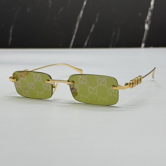 NEW GUCCI SUNGLASSES GOLD UNISEX RECTANGLE EYEWEAR GUCCI GG1808S 002 main image 5